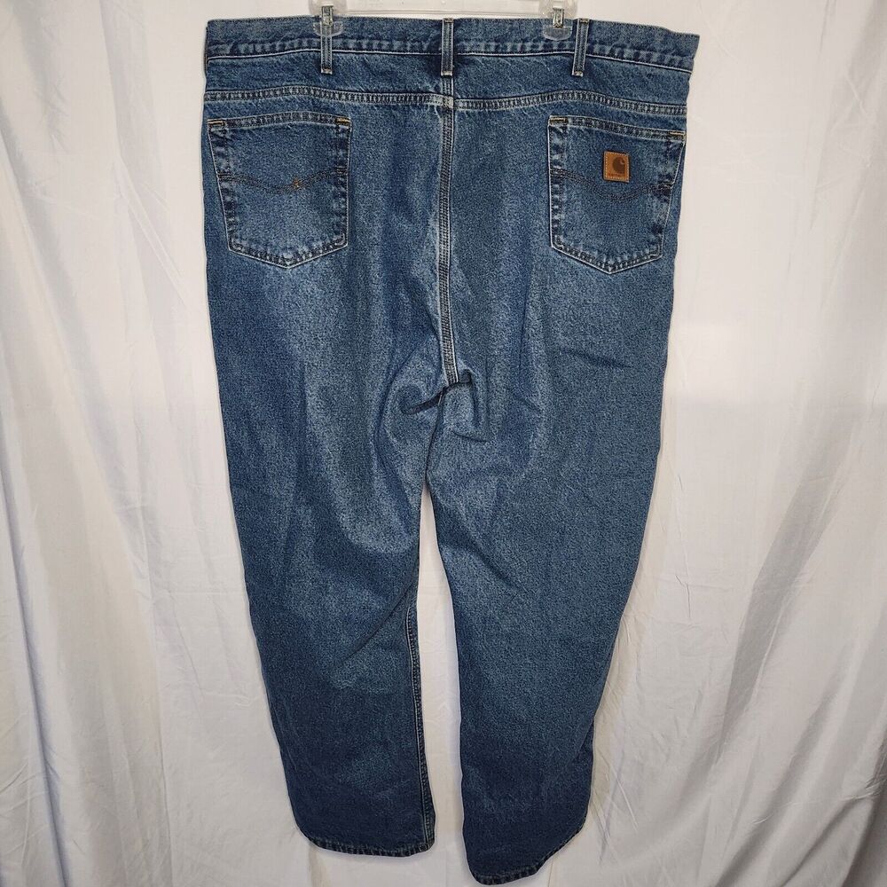 Carhartt Mens 44x30 B172 DST Straight Leg Flannel Lined Medium Wash Jeans Blue - Picture 3 of 9